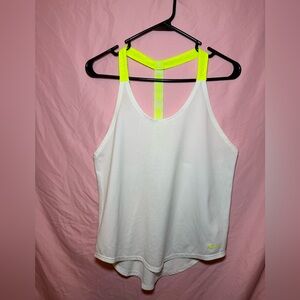 Nike Dri-FIT White and Neon Tank